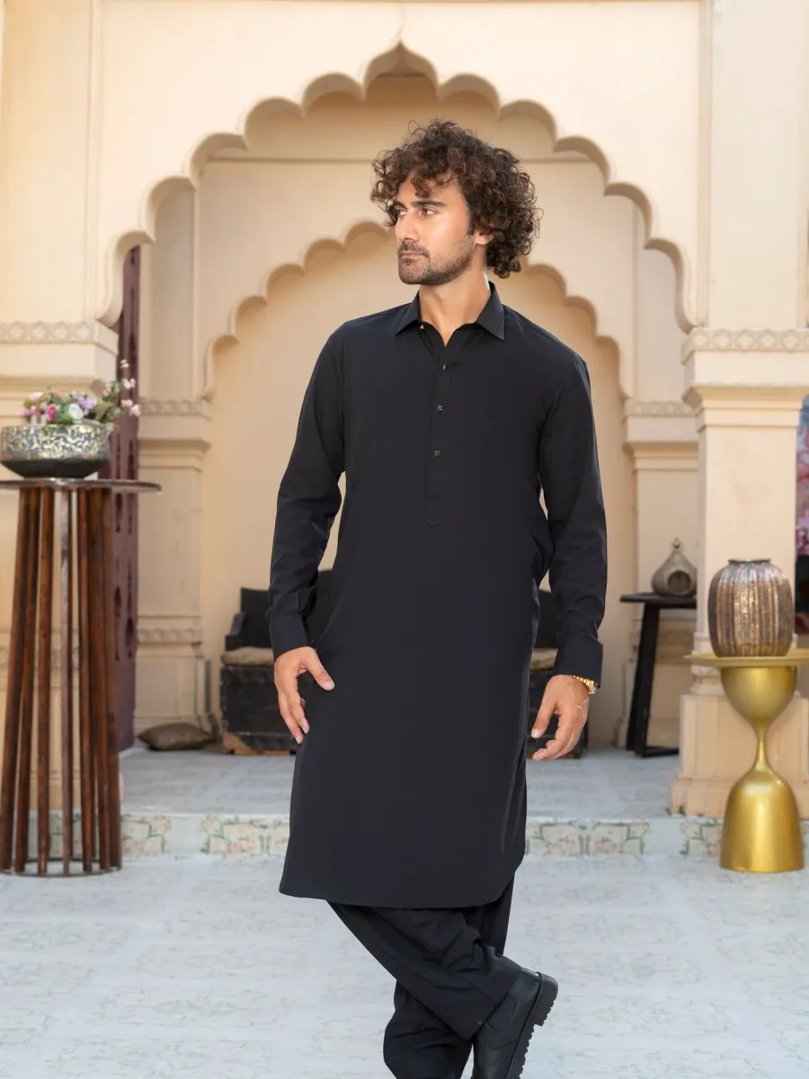 Embroidered Black Kurta